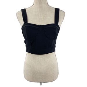 Forever‎ 21 Crop Tank Top Womens M Black Sleeveless Club Minimalist Y2K Grunge